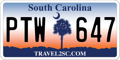 SC license plate PTW647