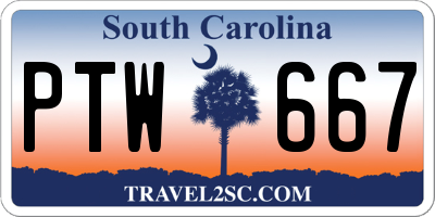 SC license plate PTW667