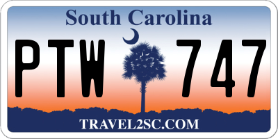 SC license plate PTW747