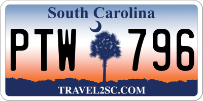 SC license plate PTW796