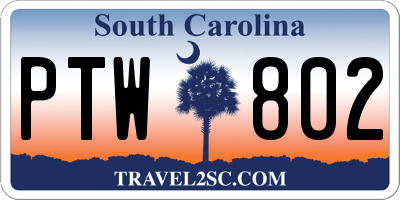SC license plate PTW802
