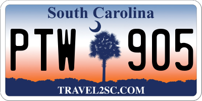 SC license plate PTW905