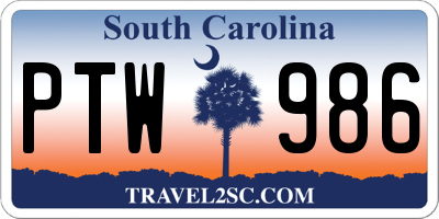 SC license plate PTW986