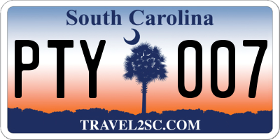 SC license plate PTY007