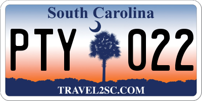 SC license plate PTY022