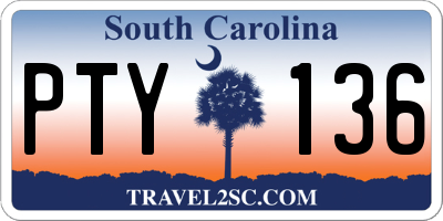 SC license plate PTY136