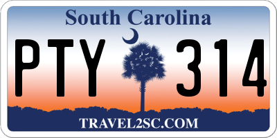 SC license plate PTY314