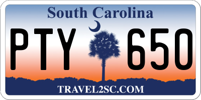 SC license plate PTY650