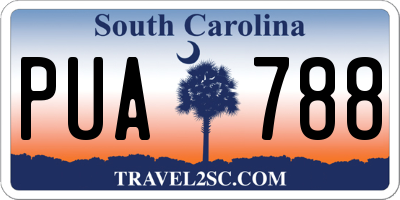 SC license plate PUA788