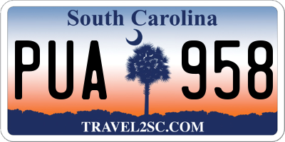 SC license plate PUA958