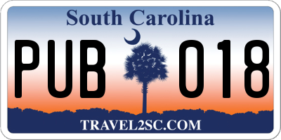 SC license plate PUB018