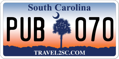 SC license plate PUB070