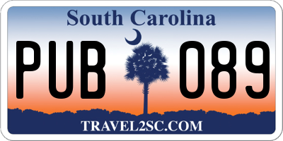 SC license plate PUB089