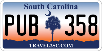 SC license plate PUB358