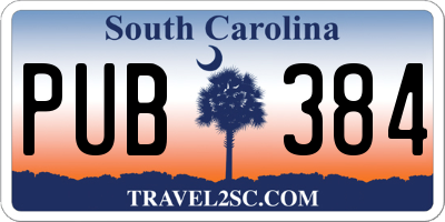 SC license plate PUB384