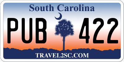 SC license plate PUB422