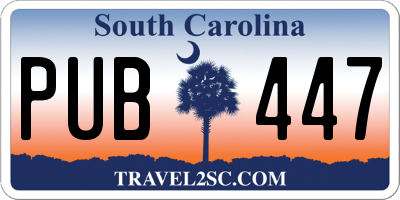 SC license plate PUB447