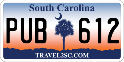 SC license plate PUB612
