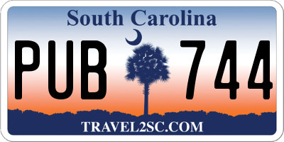 SC license plate PUB744