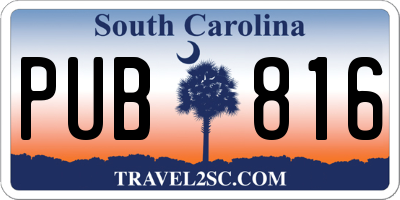 SC license plate PUB816