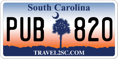 SC license plate PUB820
