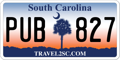 SC license plate PUB827