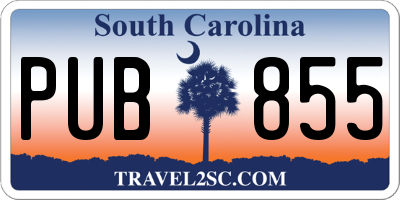 SC license plate PUB855
