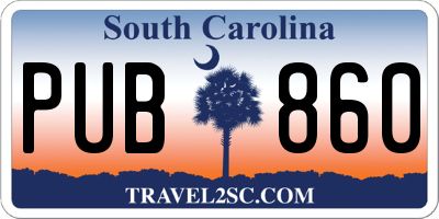 SC license plate PUB860