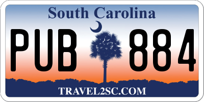 SC license plate PUB884