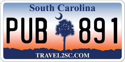 SC license plate PUB891