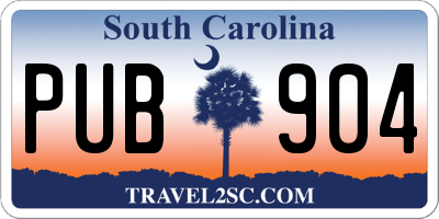 SC license plate PUB904
