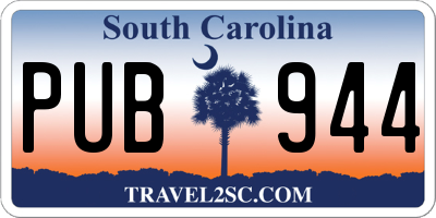 SC license plate PUB944