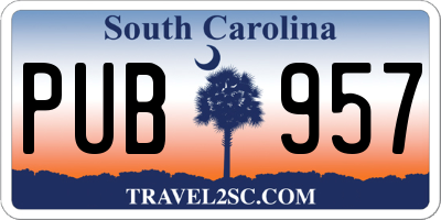 SC license plate PUB957