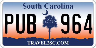 SC license plate PUB964