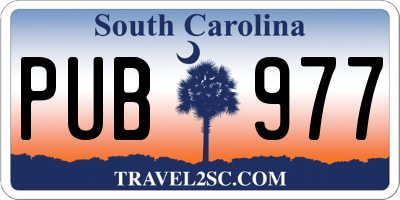 SC license plate PUB977