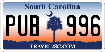 SC license plate PUB996