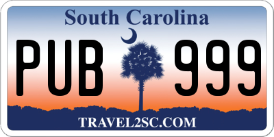 SC license plate PUB999