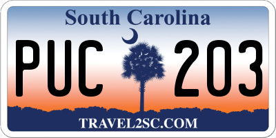 SC license plate PUC203