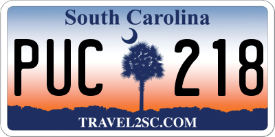 SC license plate PUC218