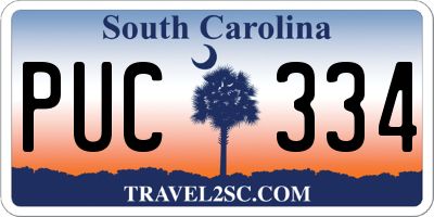 SC license plate PUC334