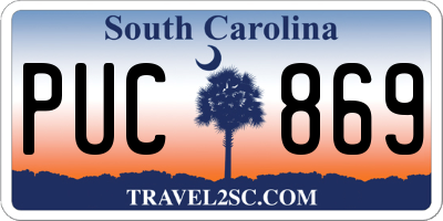 SC license plate PUC869