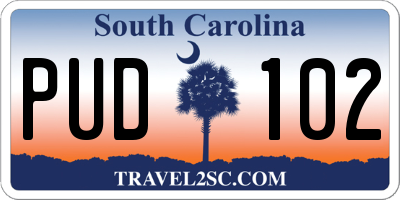 SC license plate PUD102