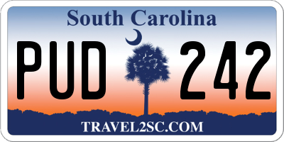 SC license plate PUD242