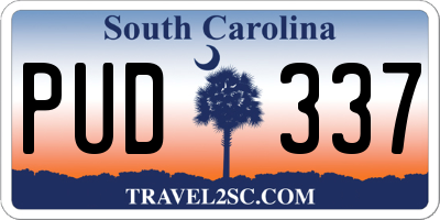 SC license plate PUD337