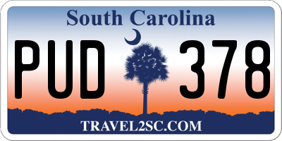 SC license plate PUD378