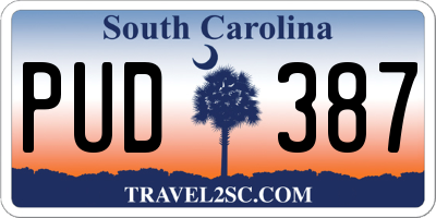 SC license plate PUD387