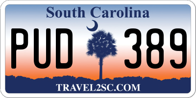 SC license plate PUD389