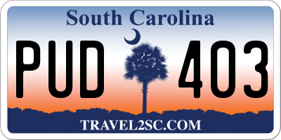 SC license plate PUD403