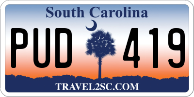 SC license plate PUD419