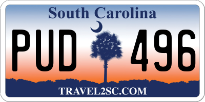 SC license plate PUD496